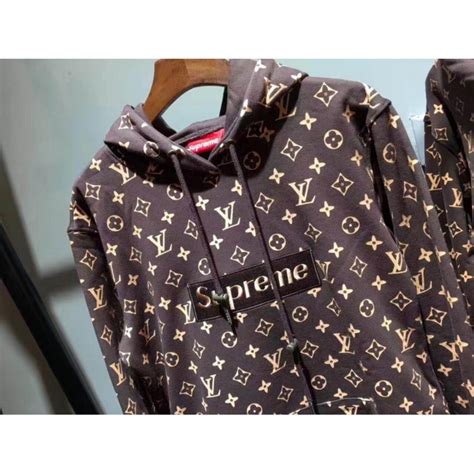 lv x supreme hoodie brown|red louis vuitton supreme hoodie.